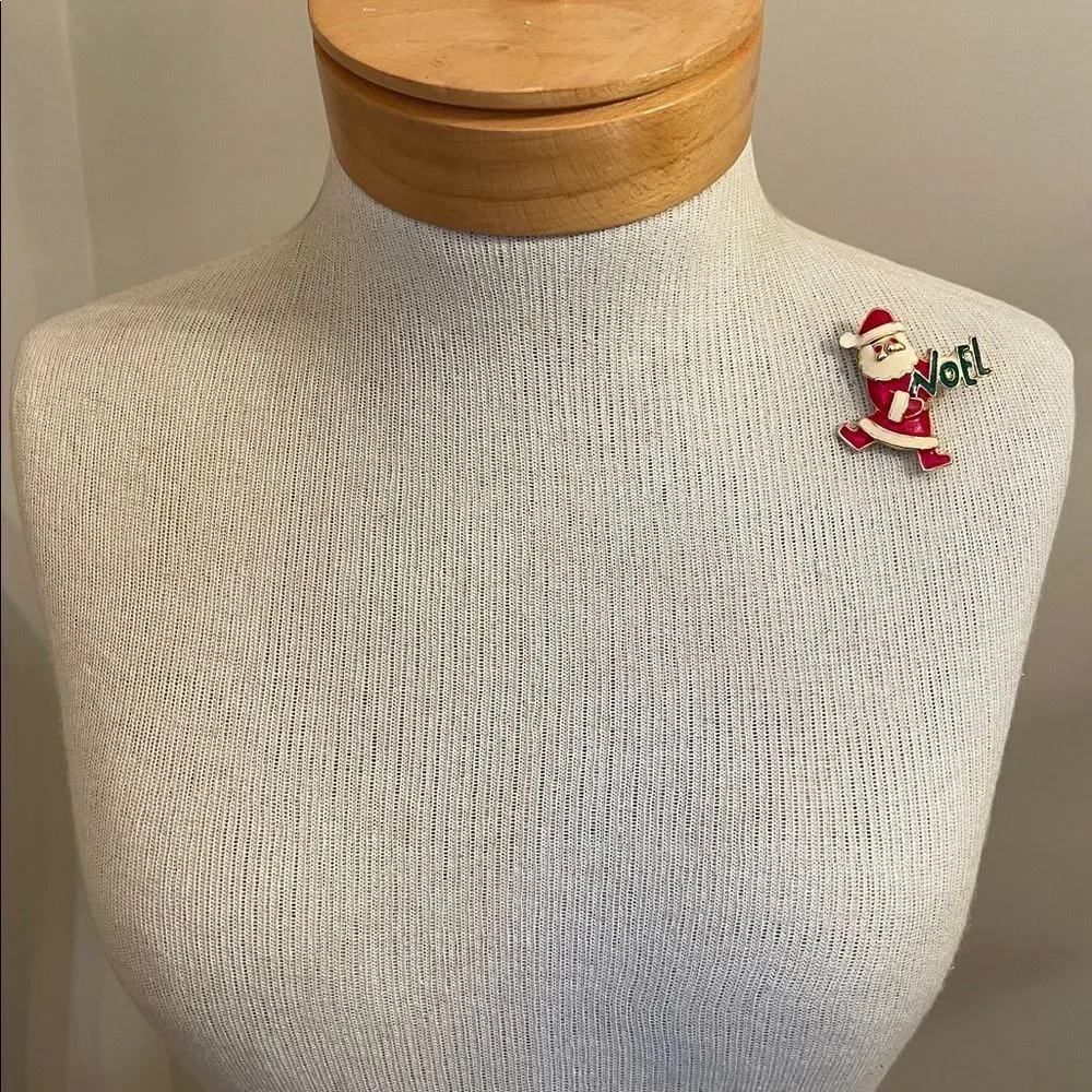 Vintage Jolly Santa - NOEL Enamel Pin By Accessories Associates Inc. Holiday Pin